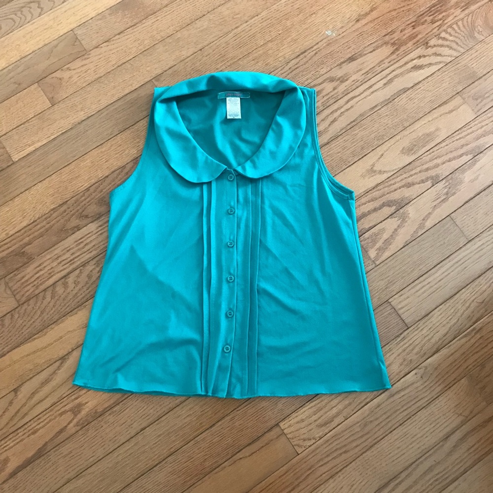 Teal Peter Pan collared tank